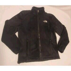 The North Face Fleece Jacket Women Medium Black Full Zip Embroidery Logo Pocket